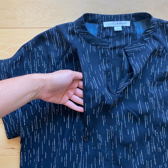 Loyal Hana navy & white print nursing/maternity dress - Picture 2 of 4